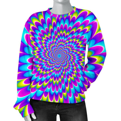 Abstract Dizzy Moving Optical Illusion Women's Crewneck Sweatshirt GearFrost