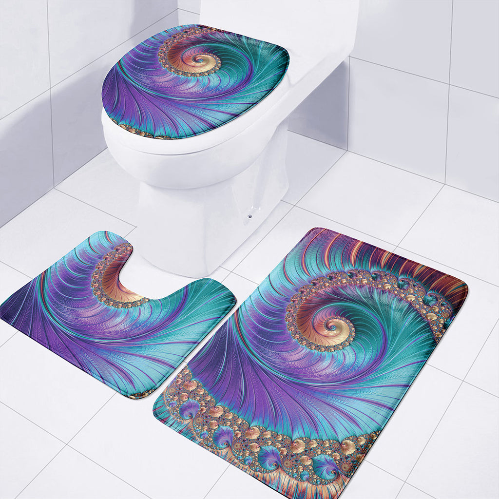 Abstract Fractal Print 3 Piece Bath Mat Set