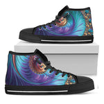 Abstract Fractal Print Black High Top Shoes