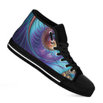 Abstract Fractal Print Black High Top Shoes