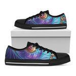 Abstract Fractal Print Black Low Top Shoes