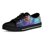 Abstract Fractal Print Black Low Top Shoes
