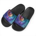 Abstract Fractal Print Black Slide Sandals