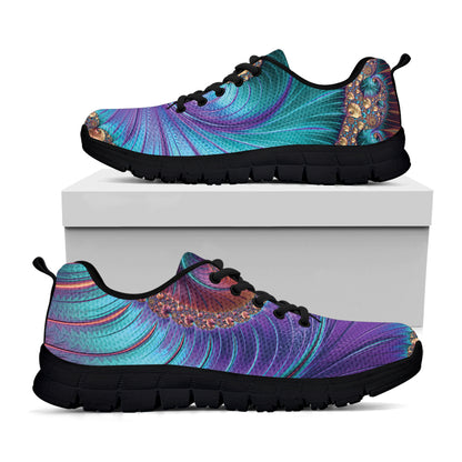 Abstract Fractal Print Black Sneakers
