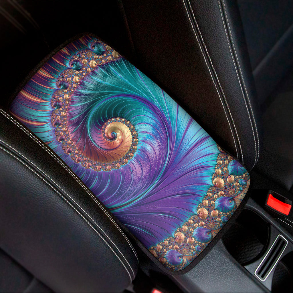 Abstract Fractal Print Car Center Console Cover