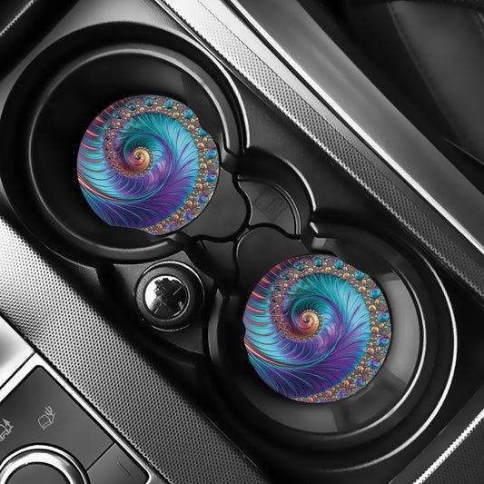 Abstract Fractal Print Car Coasters