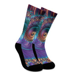 Abstract Fractal Print Crew Socks