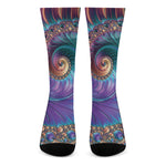 Abstract Fractal Print Crew Socks