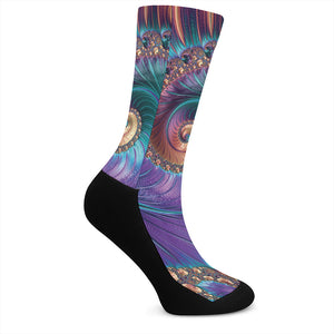 Abstract Fractal Print Crew Socks