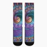 Abstract Fractal Print Crew Socks