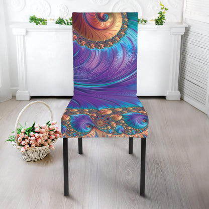 Abstract Fractal Print Dining Chair Slipcover