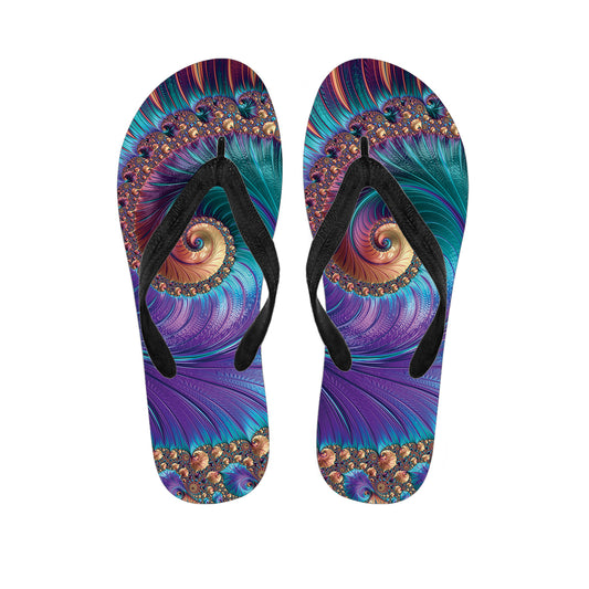 Abstract Fractal Print Flip Flops