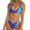 Abstract Fractal Print Front Bow Tie Bikini