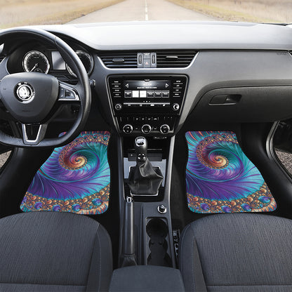 Abstract Fractal Print Front Car Floor Mats