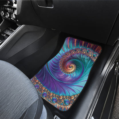 Abstract Fractal Print Front Car Floor Mats