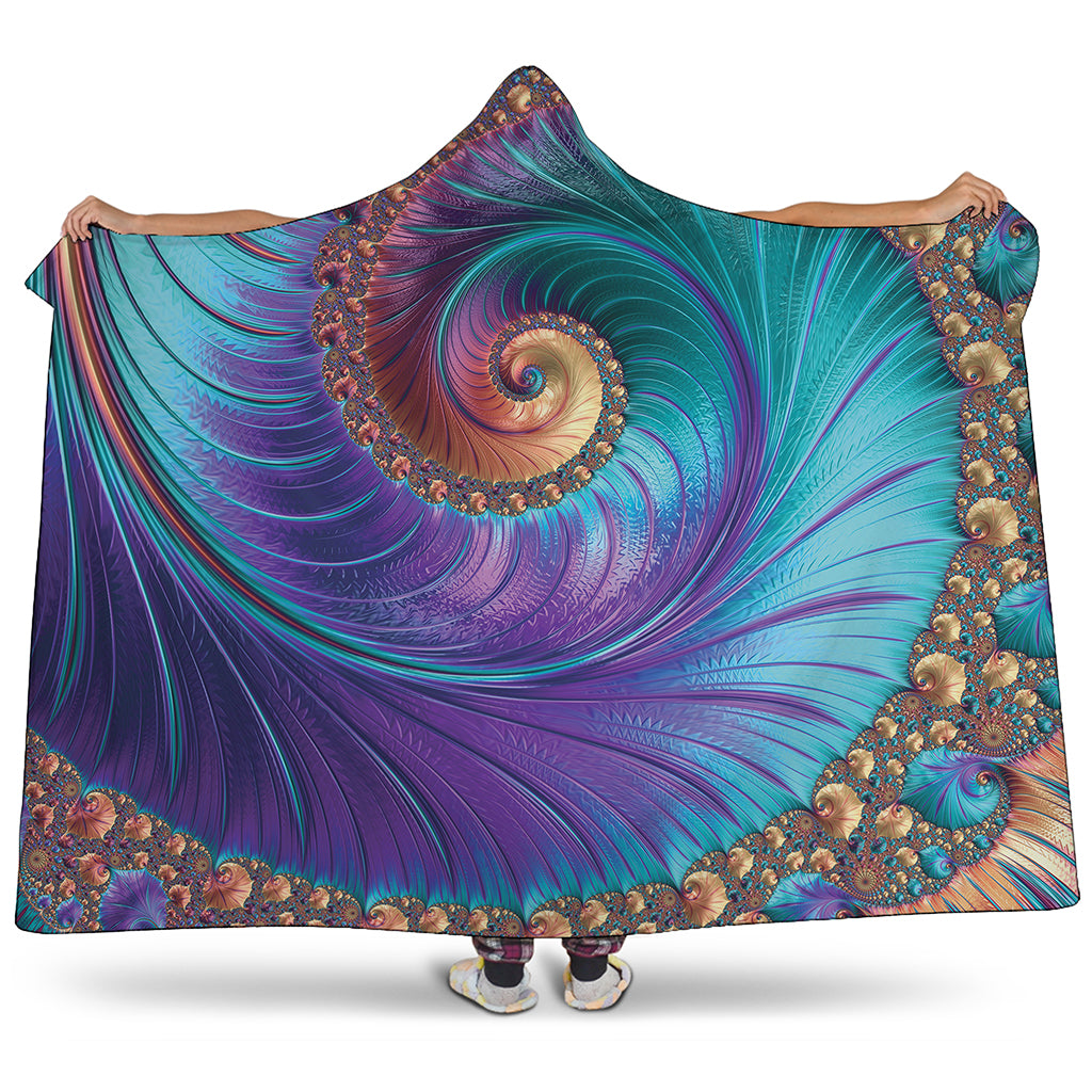 Abstract Fractal Print Hooded Blanket