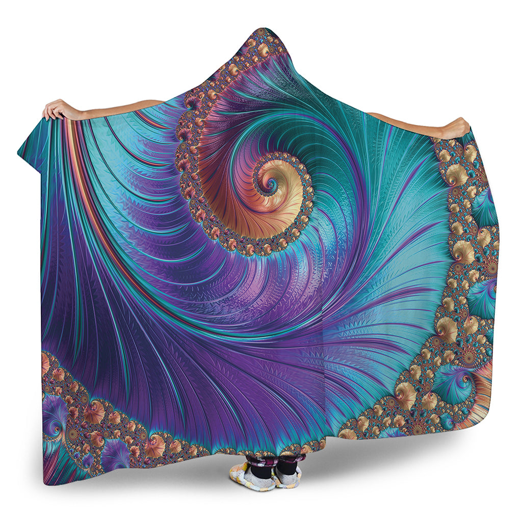 Abstract Fractal Print Hooded Blanket