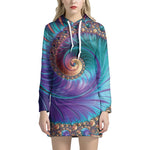 Abstract Fractal Print Hoodie Dress