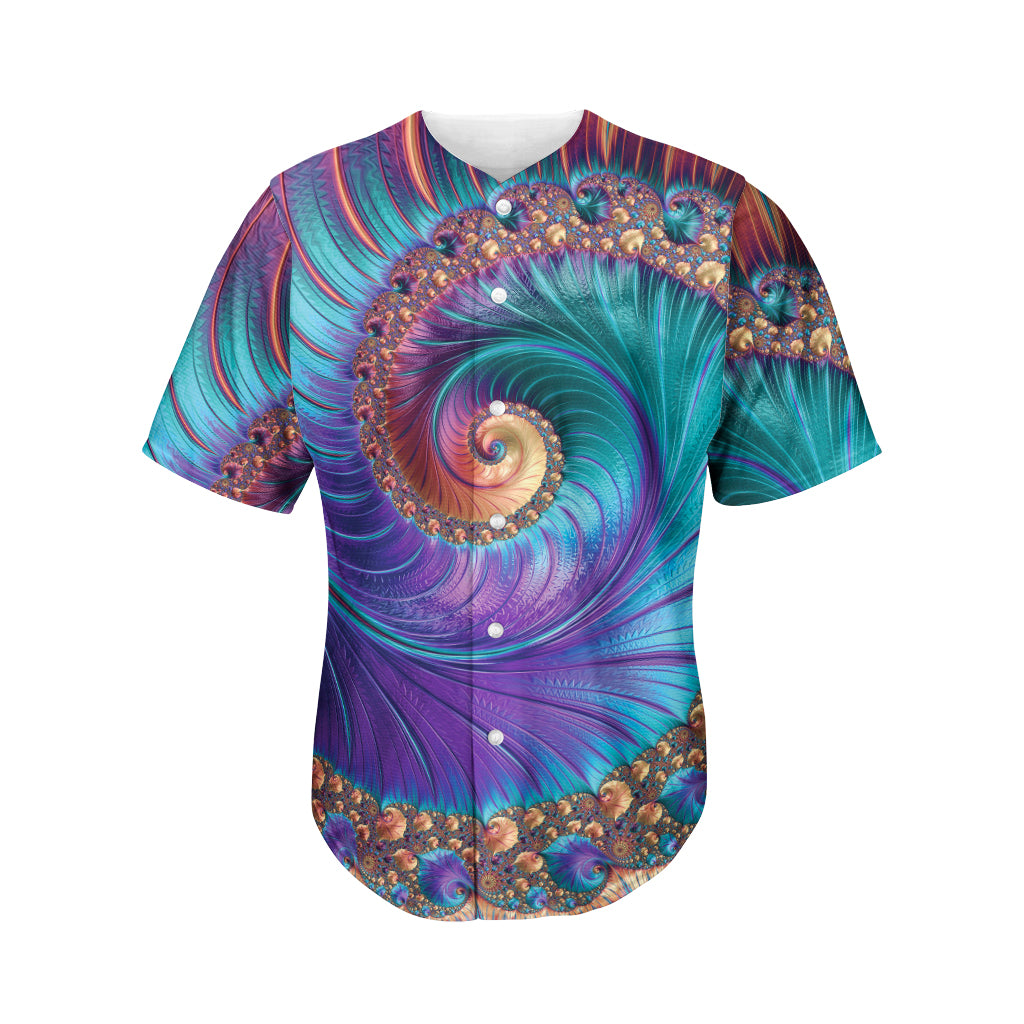 Abstract Fractal Print Men's Baseball Jersey