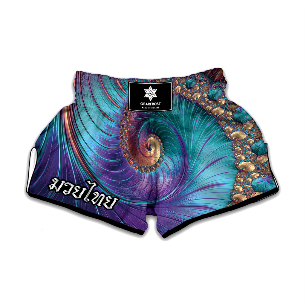 Abstract Fractal Print Muay Thai Boxing Shorts