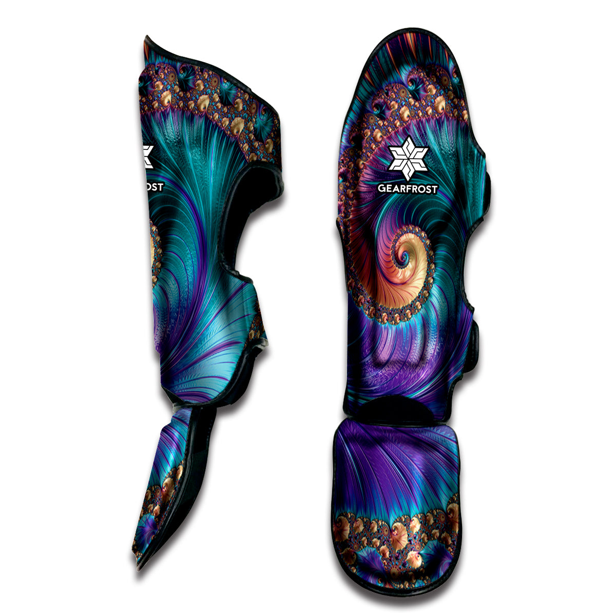 Abstract Fractal Print Muay Thai Shin Guard