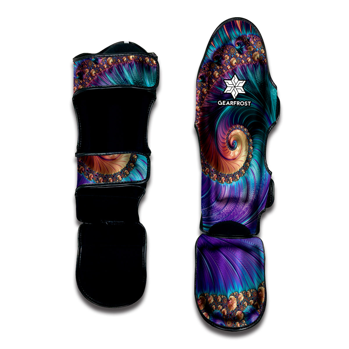 Abstract Fractal Print Muay Thai Shin Guard
