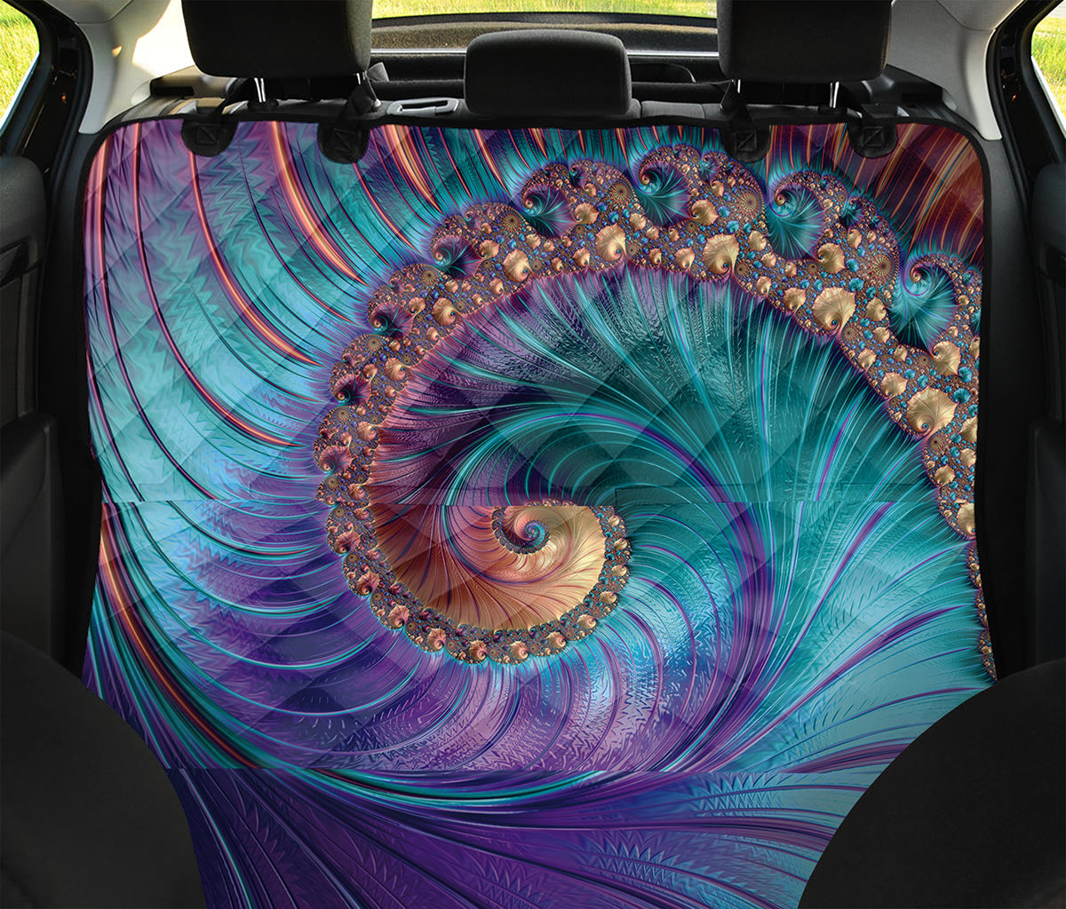 Abstract Fractal Print Pet Car Back Seat Cover