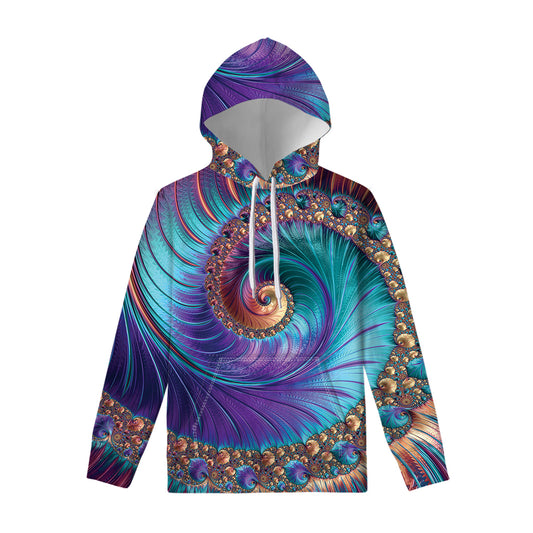 Abstract Fractal Print Pullover Hoodie