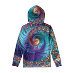 Abstract Fractal Print Pullover Hoodie