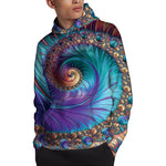 Abstract Fractal Print Pullover Hoodie