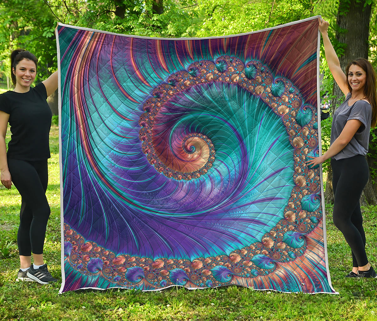 Abstract Fractal Print Quilt