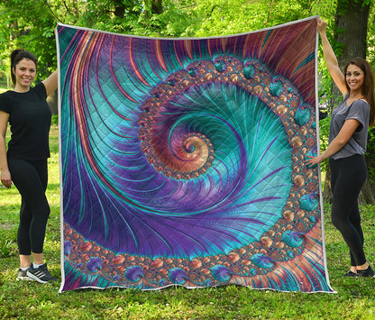 Abstract Fractal Print Quilt