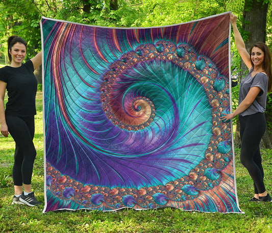 Abstract Fractal Print Quilt