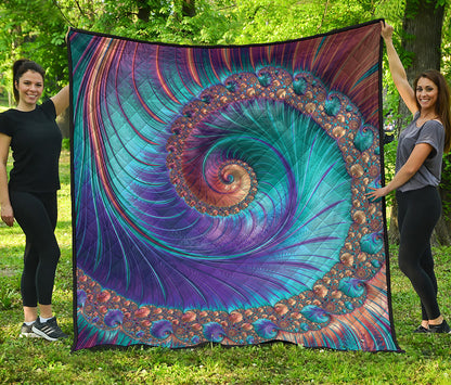 Abstract Fractal Print Quilt
