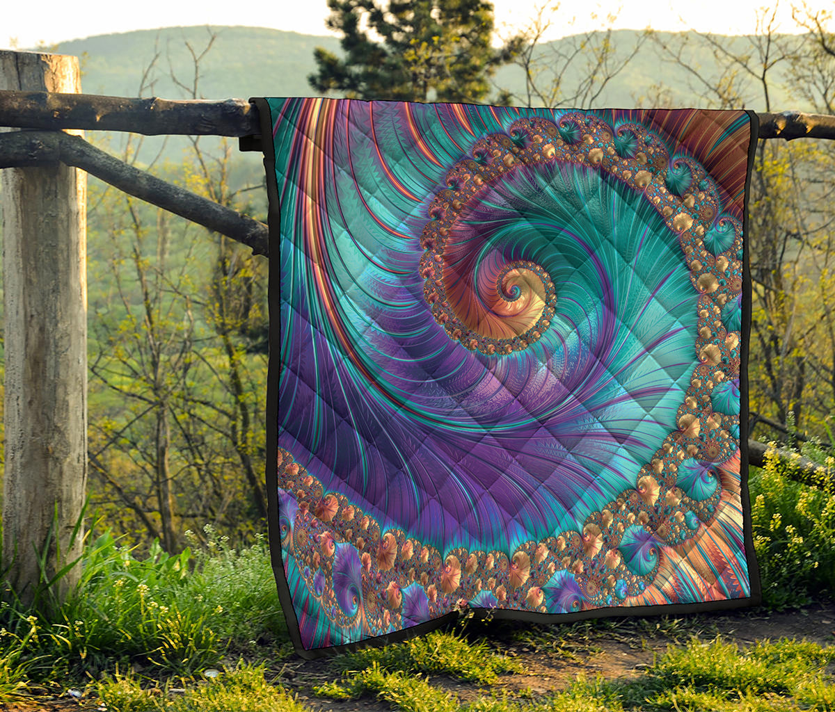 Abstract Fractal Print Quilt