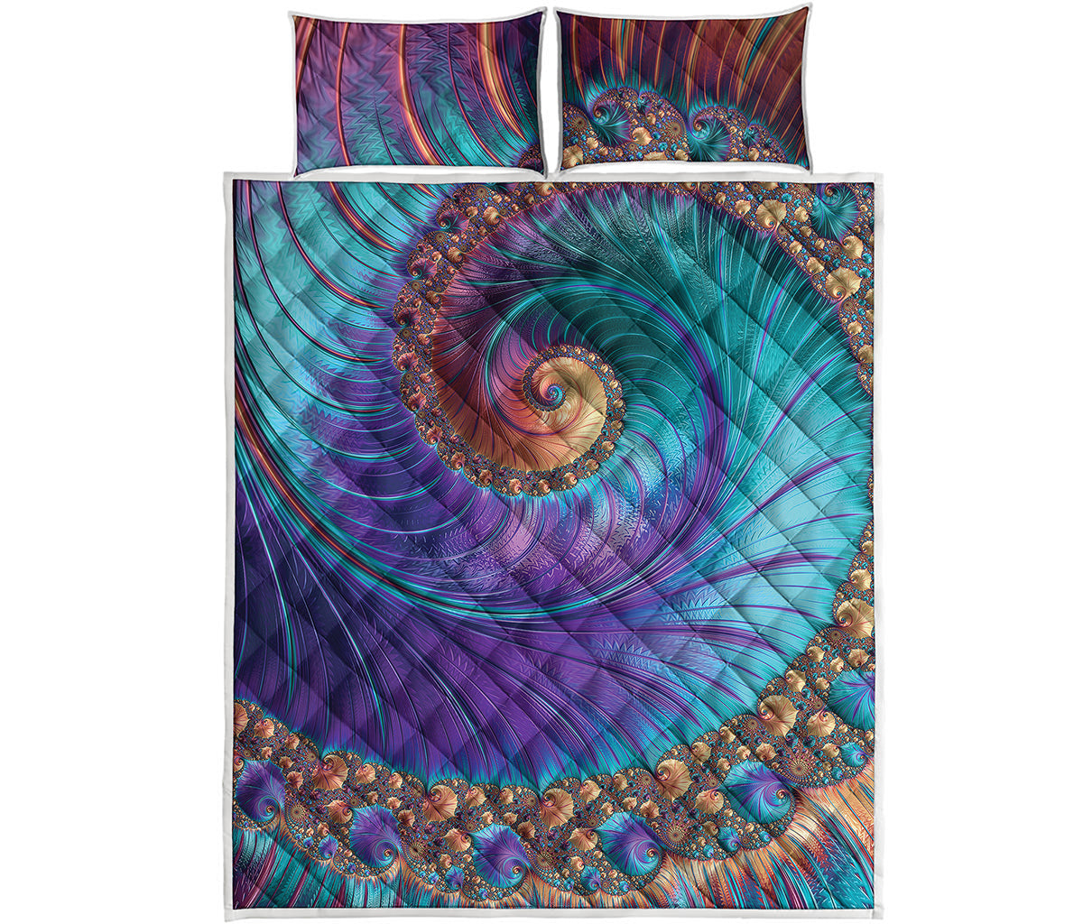 Abstract Fractal Print Quilt Bed Set