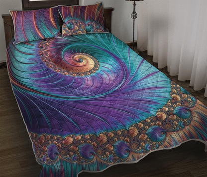 Abstract Fractal Print Quilt Bed Set