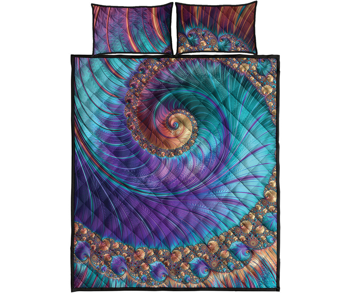 Abstract Fractal Print Quilt Bed Set