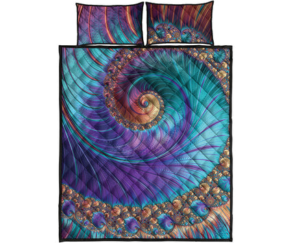 Abstract Fractal Print Quilt Bed Set