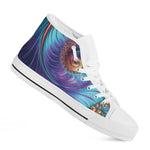 Abstract Fractal Print White High Top Shoes