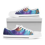 Abstract Fractal Print White Low Top Shoes