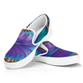 Abstract Fractal Print White Slip On Sneakers