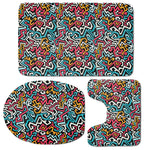 Abstract Funky Pattern Print 3 Piece Bath Mat Set