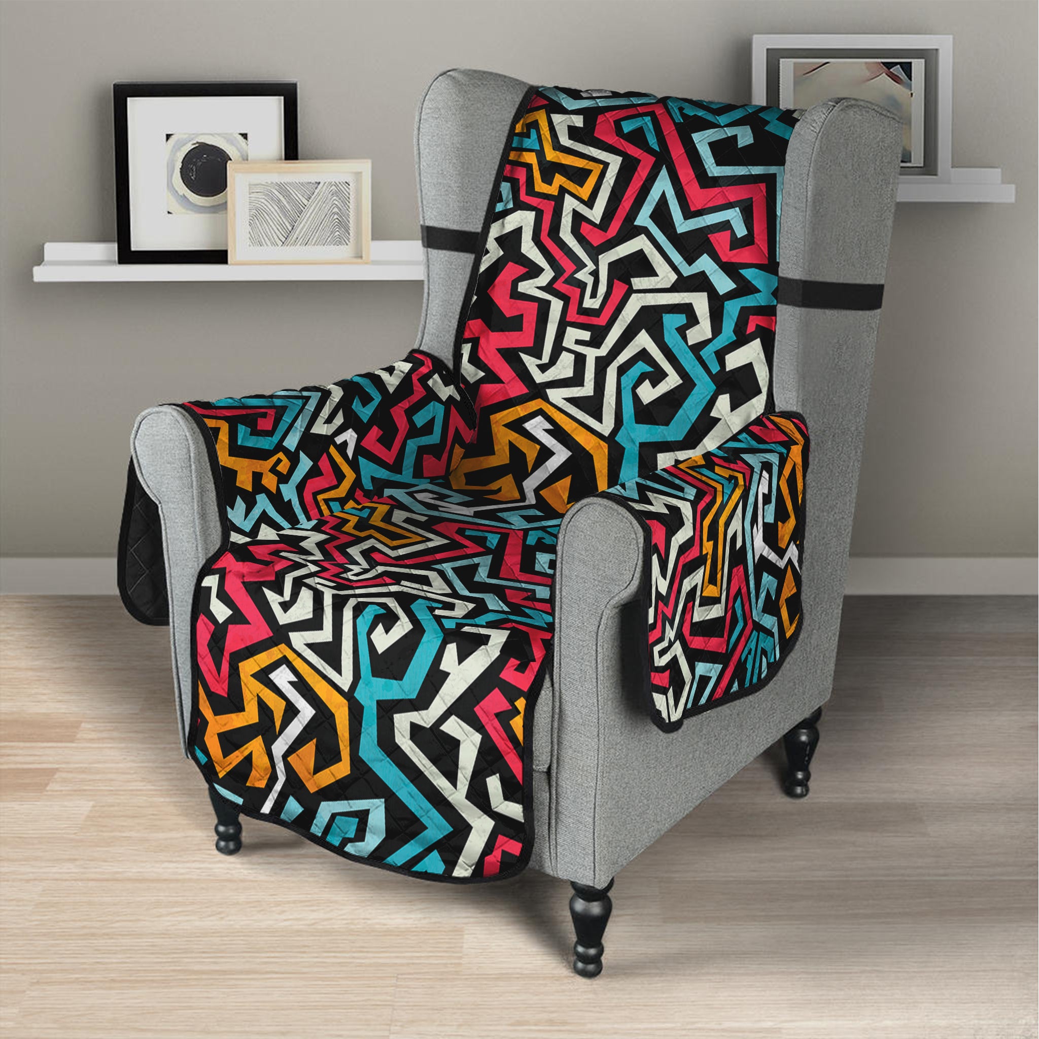 Abstract Funky Pattern Print Armchair Protector