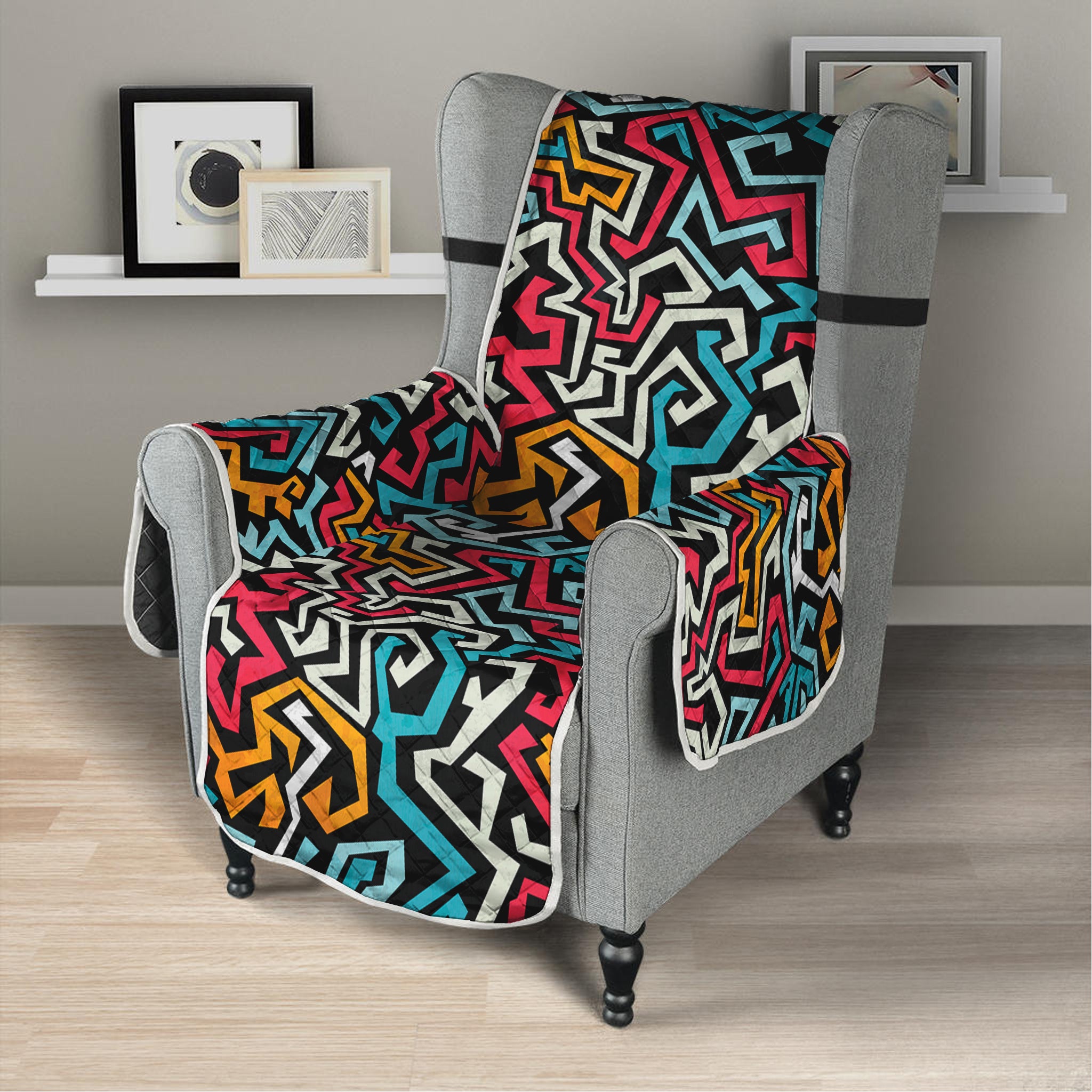 Abstract Funky Pattern Print Armchair Protector