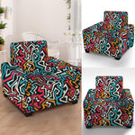 Abstract Funky Pattern Print Armchair Slipcover