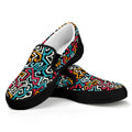 Abstract Funky Pattern Print Black Slip On Sneakers