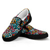 Abstract Funky Pattern Print Black Slip On Shoes