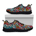 Abstract Funky Pattern Print Black Running Shoes