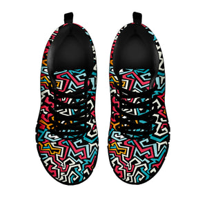 Abstract Funky Pattern Print Black Sneakers